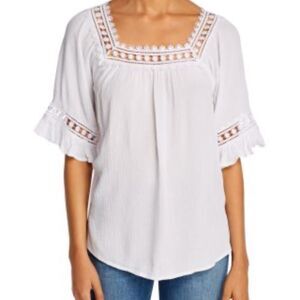 Cream Blouse with Flutter Sleeves